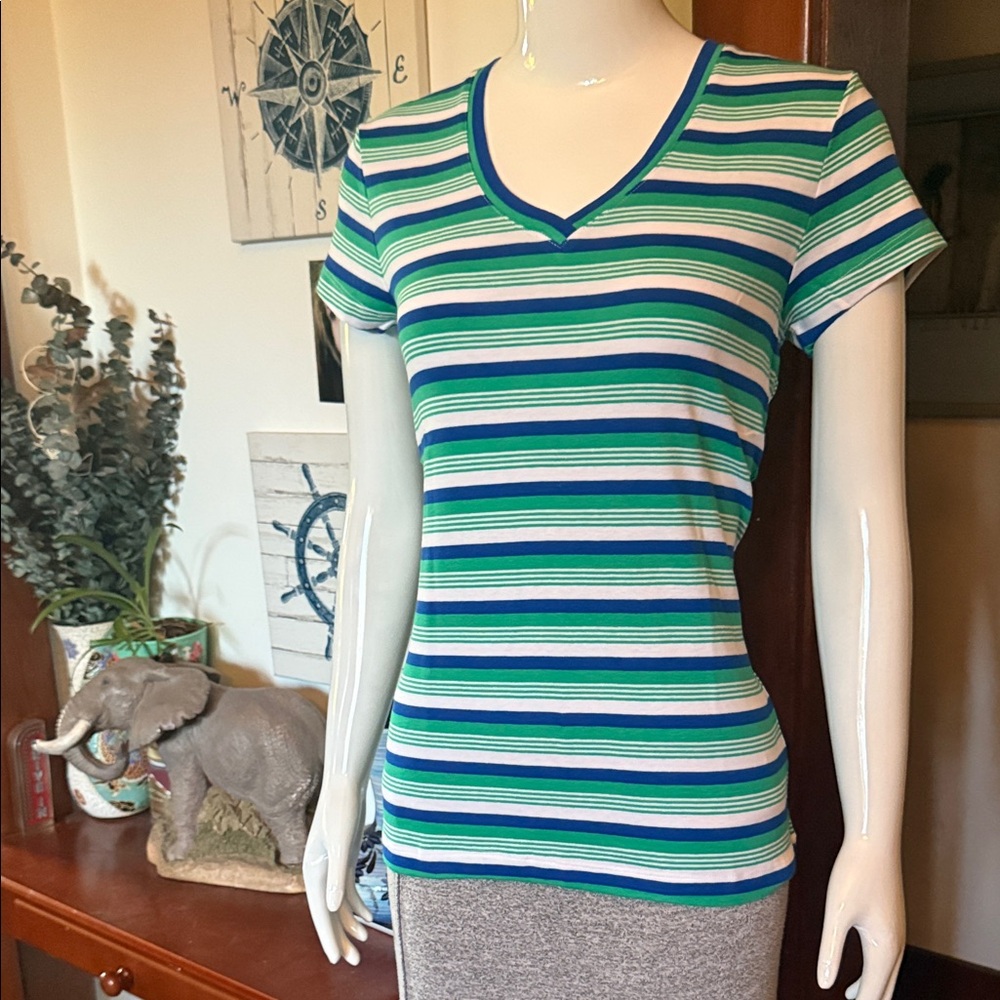 NWT northern reflections size small Striped V-Neck cotton Women's Top